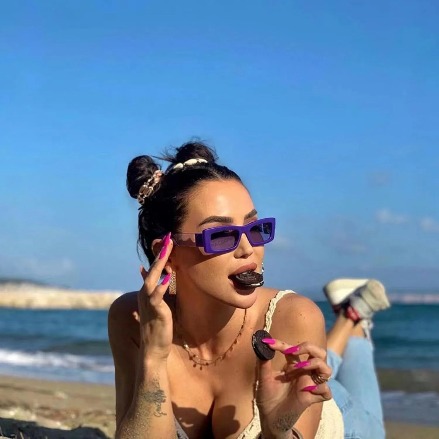 Vintage Small Rectangle Gradient Sunglasses for Women Fashion Frame Elegant