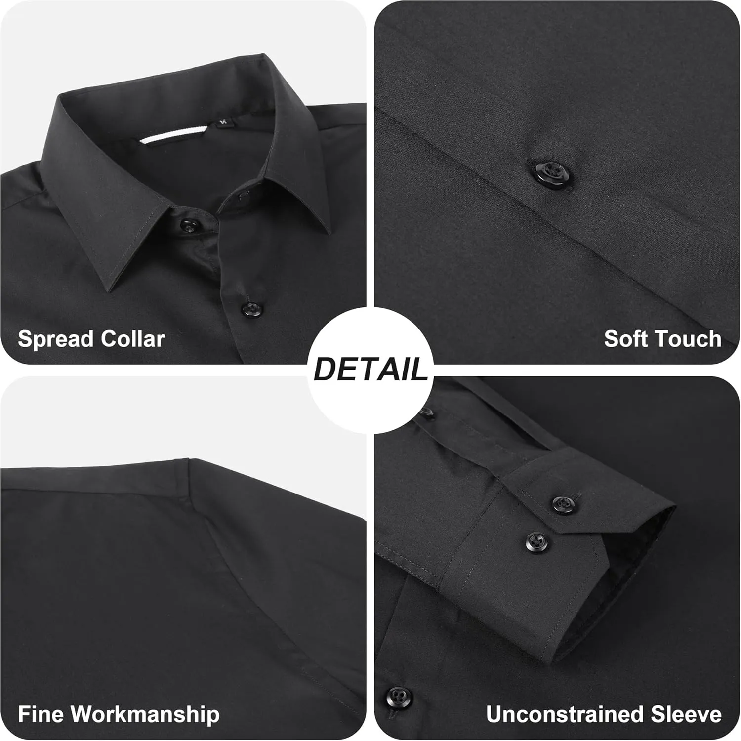WARHORSEE Mens Dress Shirts Long Sleeve Performance 4-Way Stretch Wrinkle Free Casual Button Down Shirt
