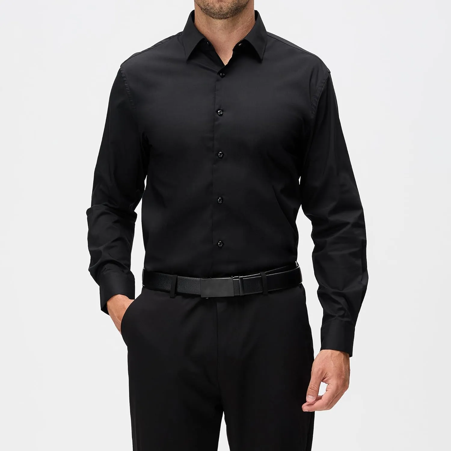 WARHORSEE Mens Dress Shirts Long Sleeve Performance 4-Way Stretch Wrinkle Free Casual Button Down Shirt