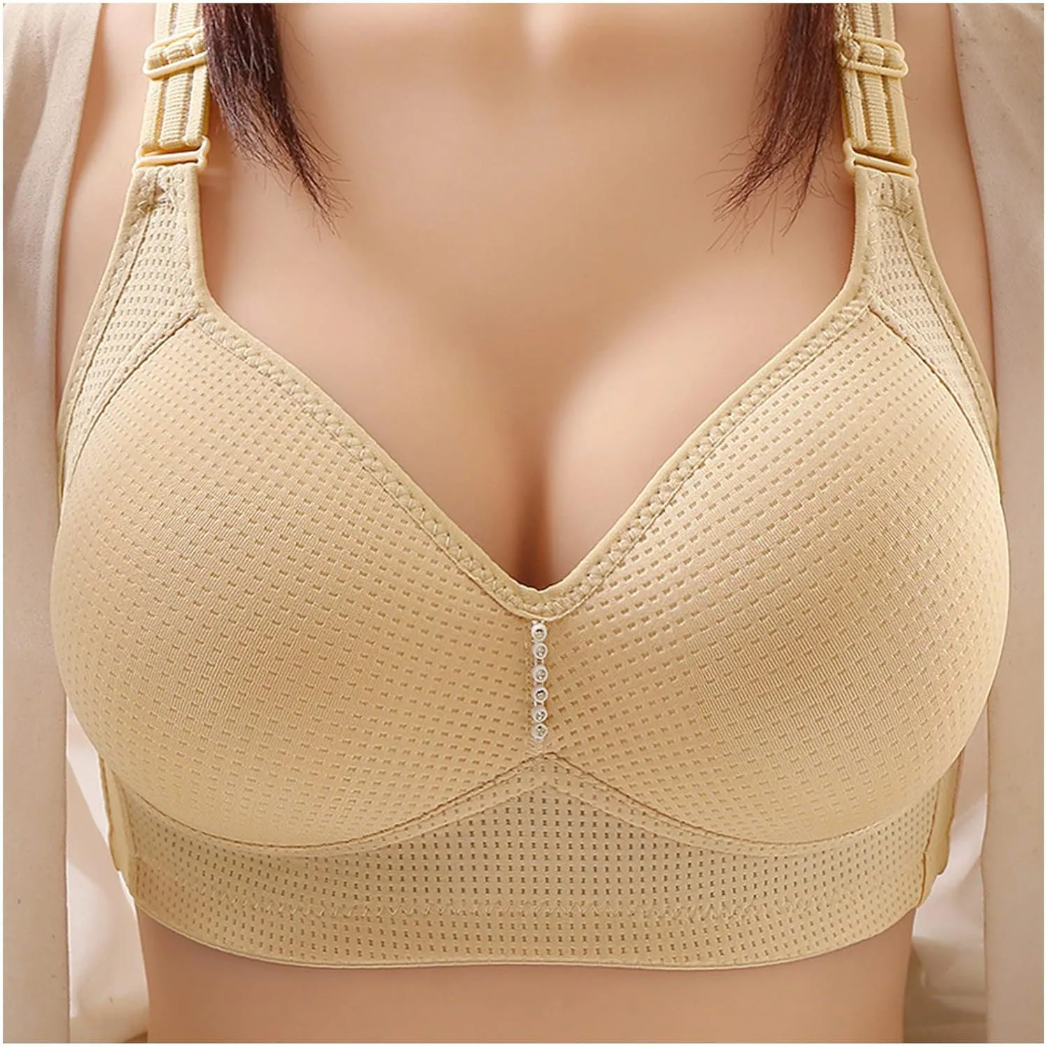Wireless Bras for Older Women Push Up Plus Size Sleep Bralettes Breathable No Wire Full Coverage Everyday Underwear