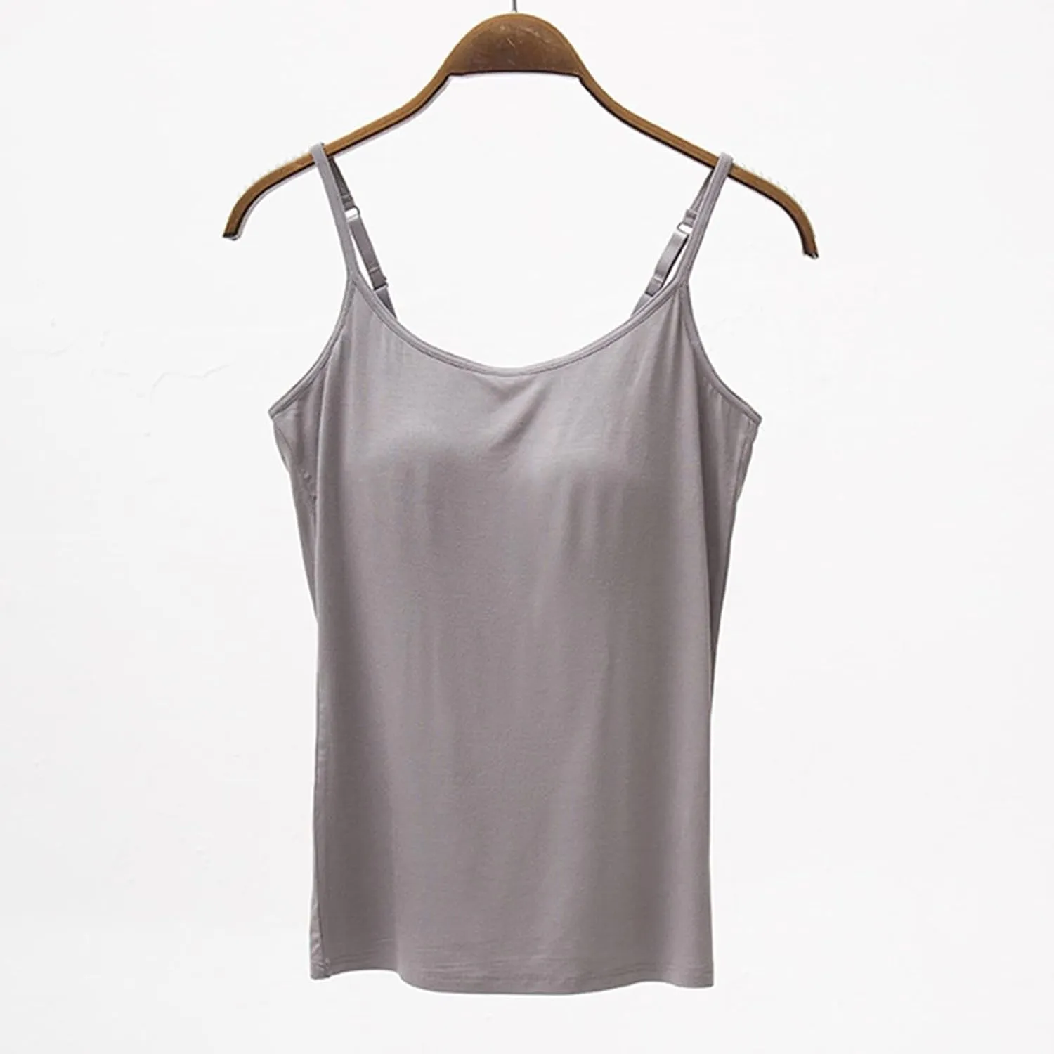 Women Cami Bra Basic Strap Tank Tops with Padded Workout Yoga Racerback Tanks Top Built in Shelf Camisole