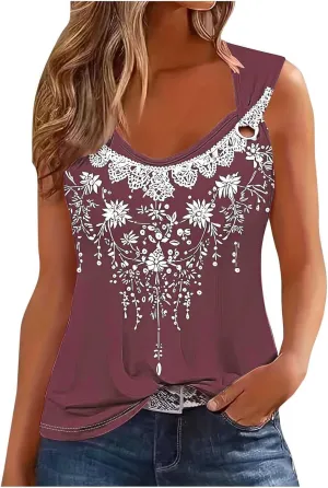 Women Cotton Eyelet Tank Top Cozy Wide Strap Tee Shirt Flowy Loose Sleeveless Tshirts Lightweight Soft Blouse for Summer