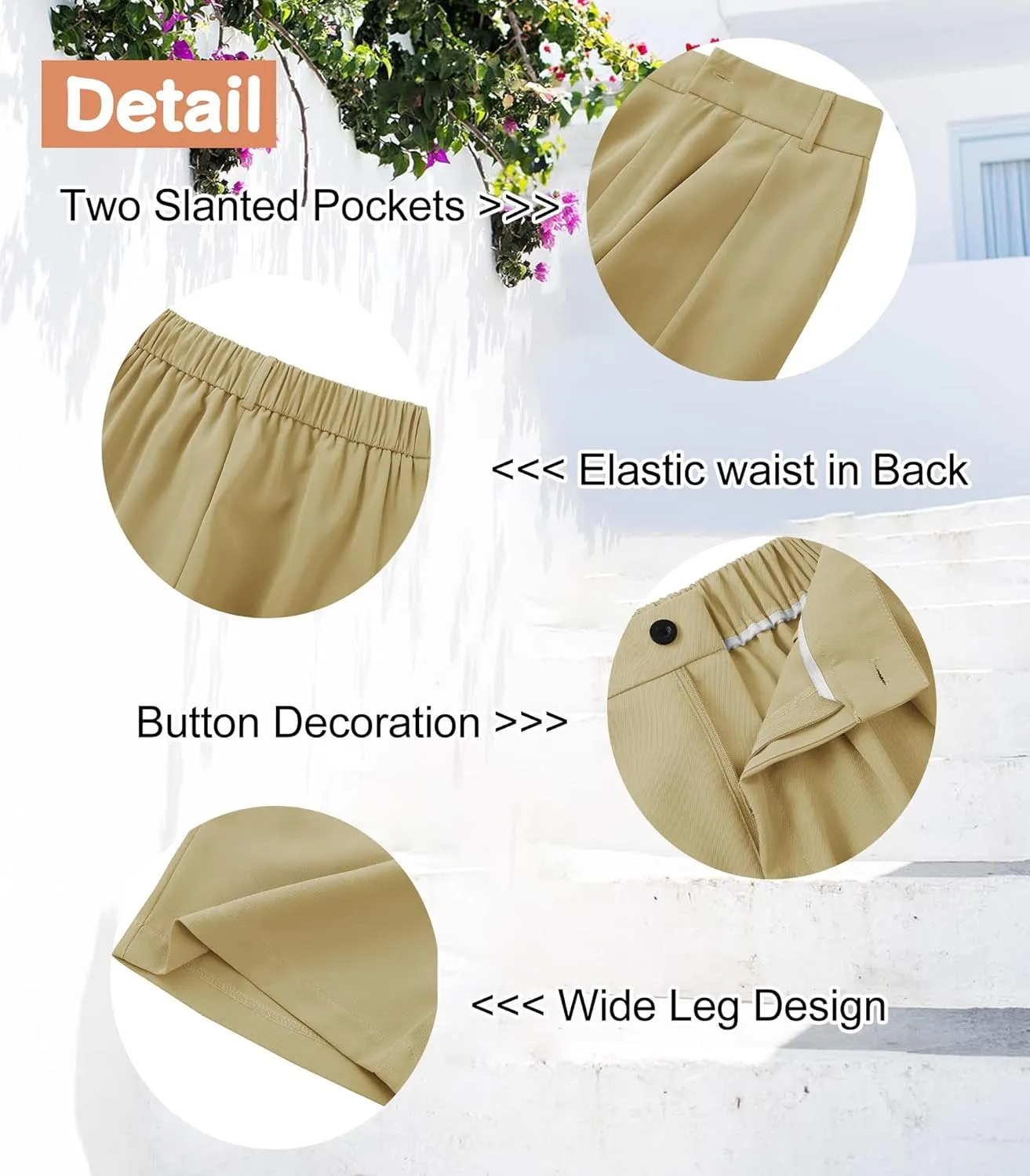 Women High Waist Wide Leg Pants Business Work Trousers Casual Long Straight Pants