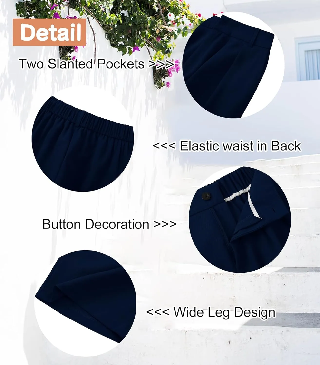 Women High Waist Wide Leg Pants Business Work Trousers Casual Long Straight Pants