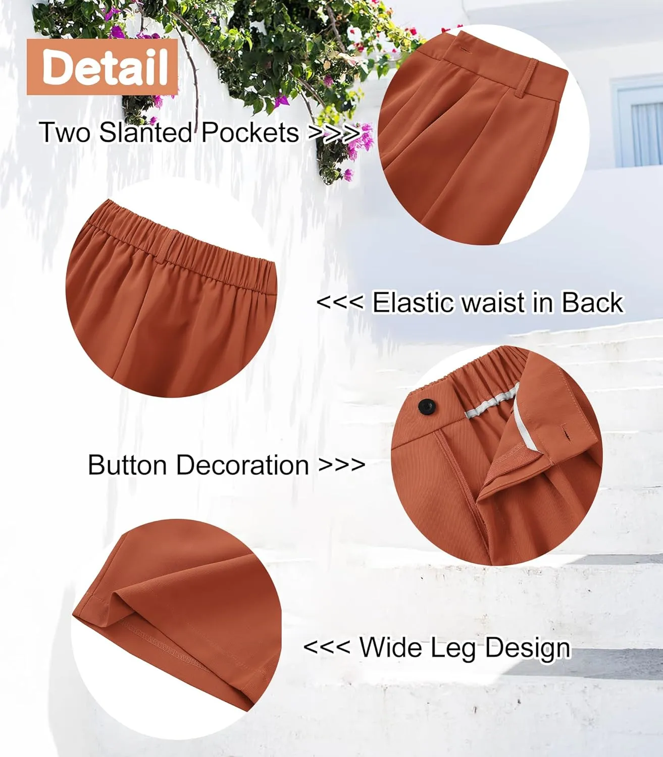 Women High Waist Wide Leg Pants Business Work Trousers Casual Long Straight Pants