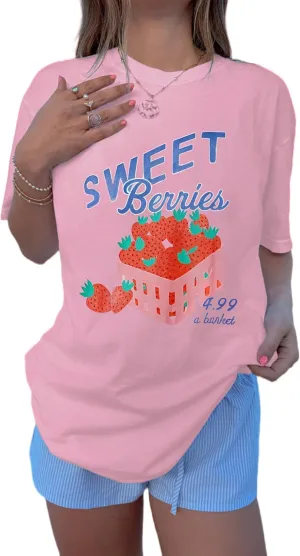 Women Oversized Floral Graphic Tee Tops Summer Coastal Vintage Y2k Preppy Clothes Cute Beachy Crew Neck Baggy Shirts