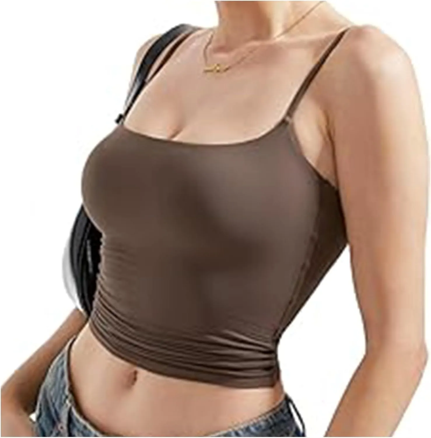 Women Sexy Square Neck Tank Top Summer Y2K Going Out Basic Cami Shirt with Brief Set Double Lined Sleeveless Camisoles
