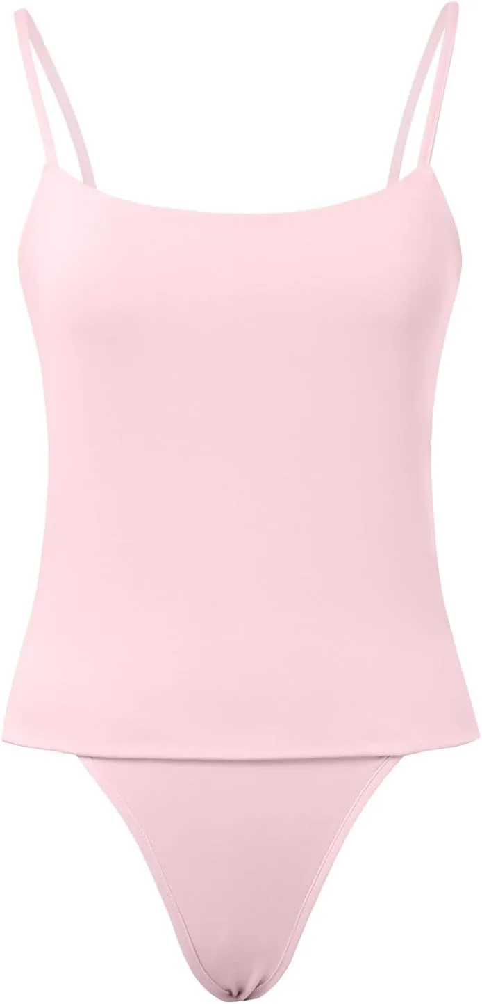 Women Sexy Square Neck Tank Top Summer Y2K Going Out Basic Cami Shirt with Brief Set Double Lined Sleeveless Camisoles