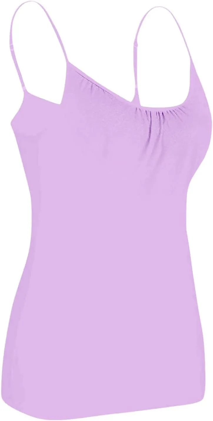 Women Tank Tops Shelf Bra Summer Cotton Yoga Adjustable Spaghetti Strap Camisoles for Workout Outfits Undershirts Cami