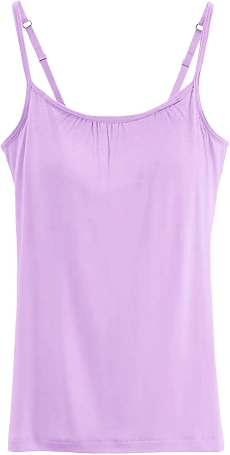 Women Tank Tops Shelf Bra Summer Cotton Yoga Adjustable Spaghetti Strap Camisoles for Workout Outfits Undershirts Cami