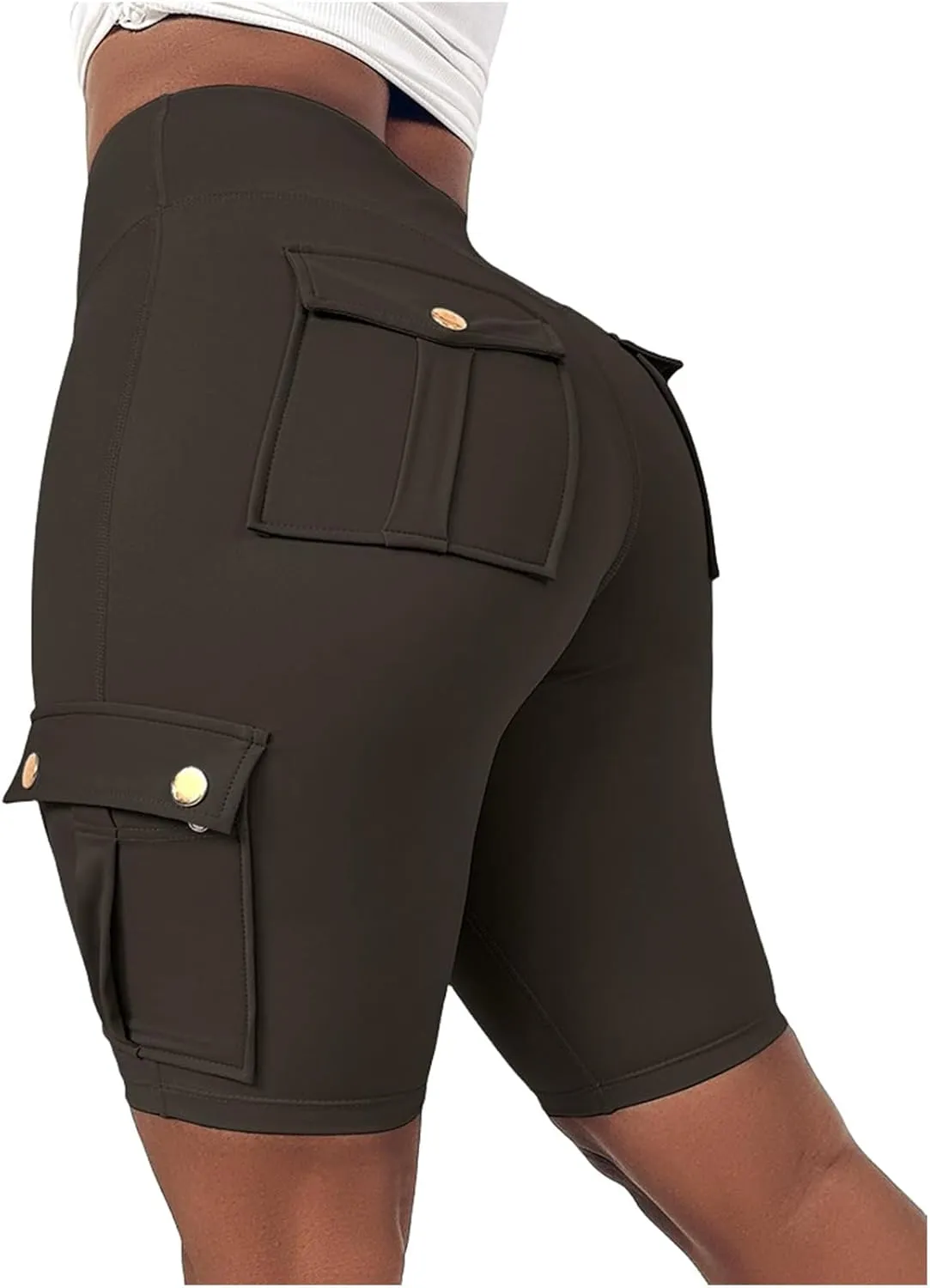 Women Yoga Shorts High Waist Quick Dry Fitness Running Shorts Workout Sporty Athletic Biker Shorts with Pockets