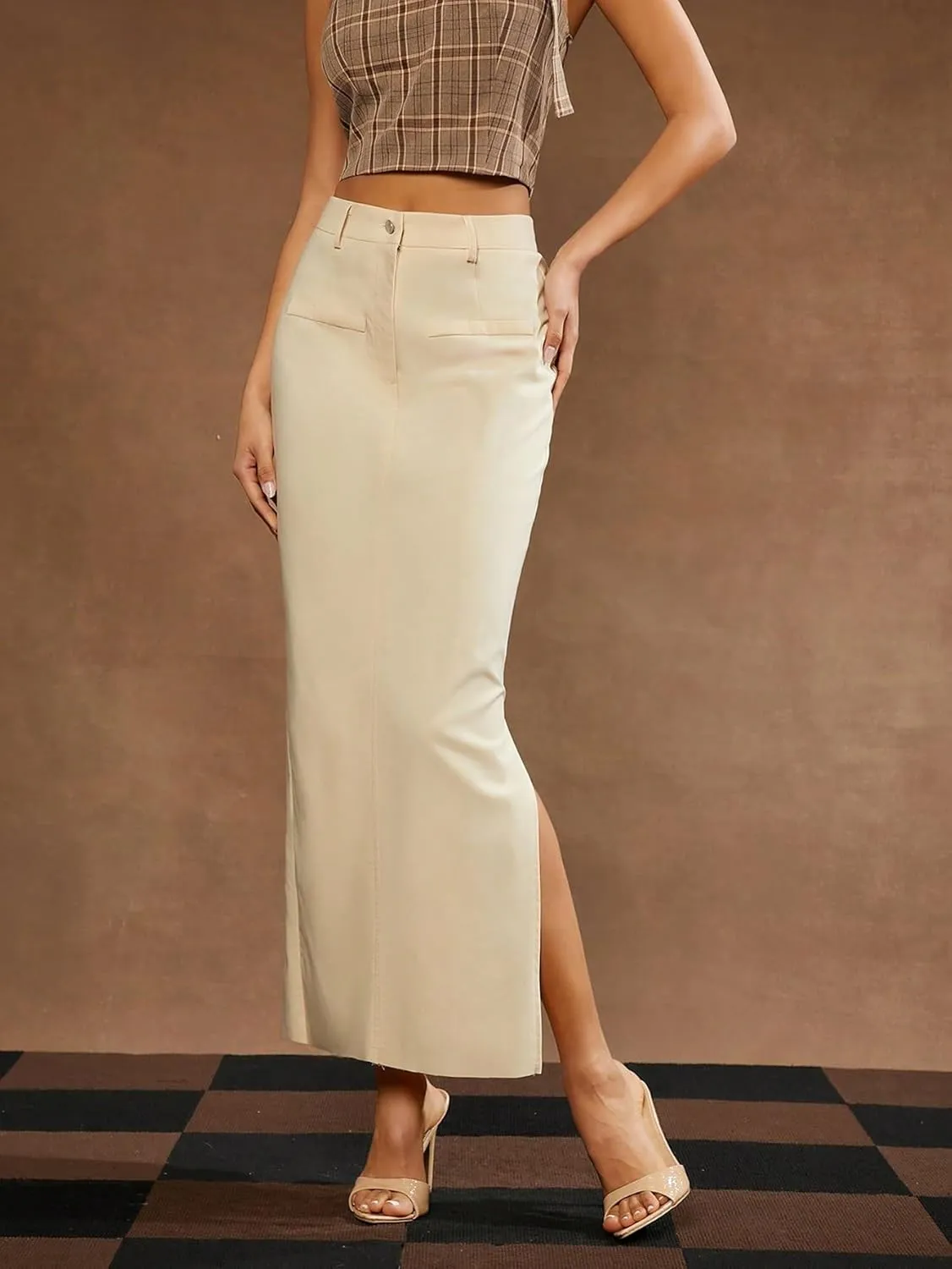 Women's 2025 Casual Maxi Long Skirts Elegant Slit Skirts