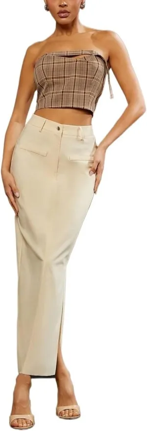 Women's 2025 Casual Maxi Long Skirts Elegant Slit Skirts