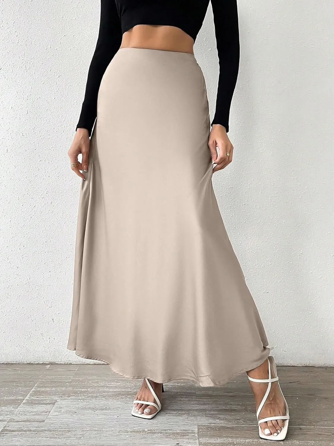 Women's 2025 Casual Maxi Long Skirts Solid Color Elegant Skirt