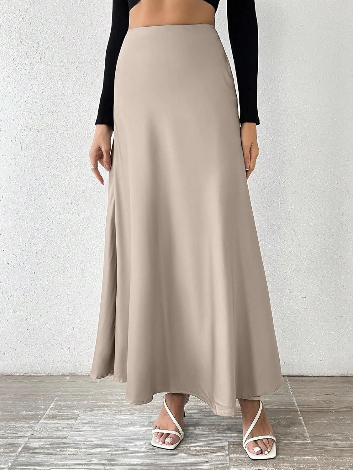 Women's 2025 Casual Maxi Long Skirts Solid Color Elegant Skirt