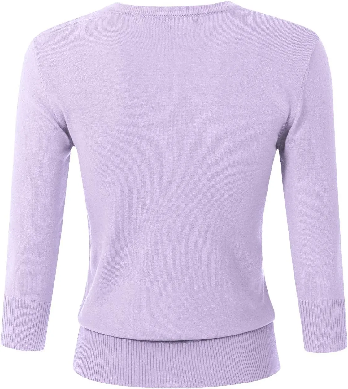 Women's 3/4 Sleeve Crew Neck Button Down Stretch Knit Cardigan Sweater (S-3XL)