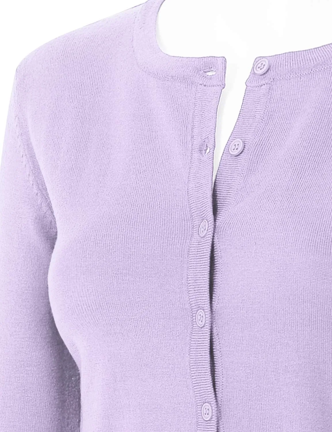 Women's 3/4 Sleeve Crew Neck Button Down Stretch Knit Cardigan Sweater (S-3XL)