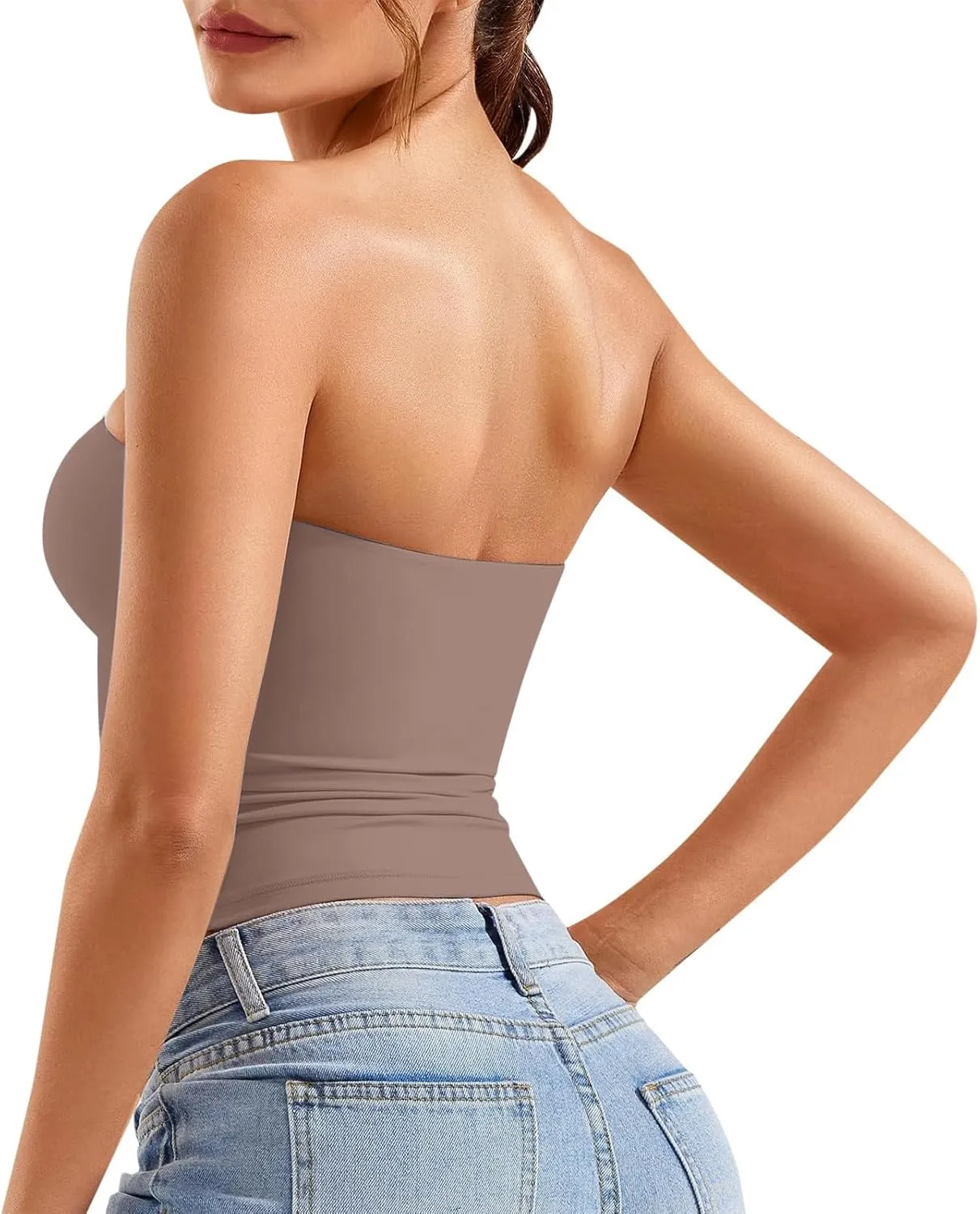 Women's Bustier Top Everyday Wear Bralette & Tank, No Underwire, Light Support, Smooth Under Tops