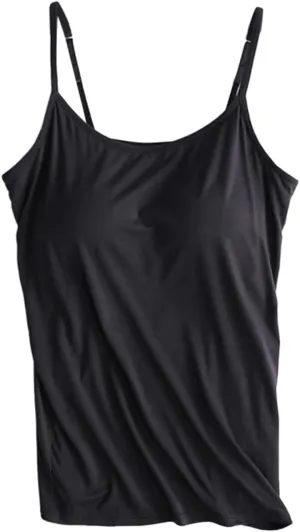 Womens Camisole with Shelf Bra Cotton Tank Top Adjustable Spaghetti Straps Cami Tops Yoga Shirt Cotton Undershirt