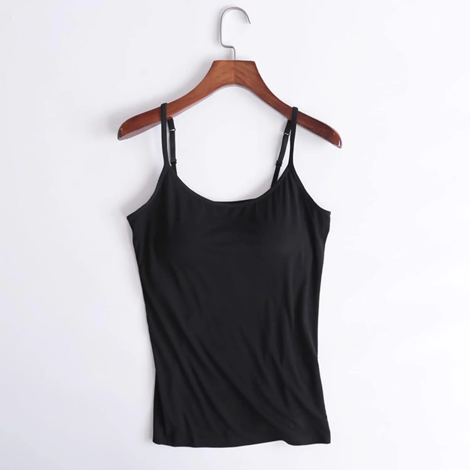 Womens Camisole with Shelf Bra Cotton Tank Top Adjustable Spaghetti Straps Cami Tops Yoga Shirt Cotton Undershirt