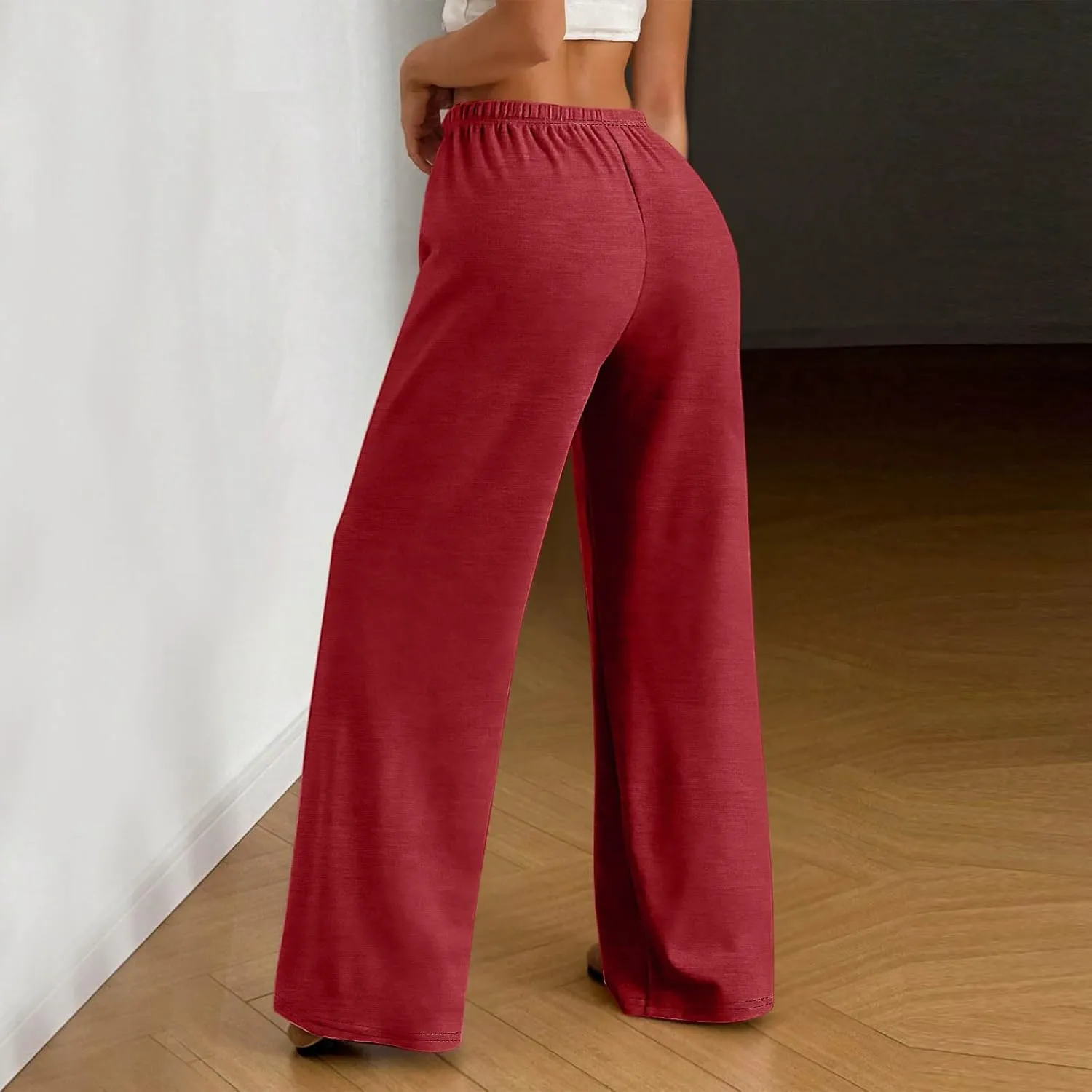 Womens Casual Pants Baggy Straight Leg Trousers Elastic Waist Sweatpants Summer Workout Trouser Yoga Lounge Pants