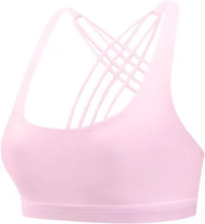 Women's Crisscross Back Sports Bra Strappy Medium Support Gym Yoga Bralettes No Underwire Workout Fitness Tank Tops