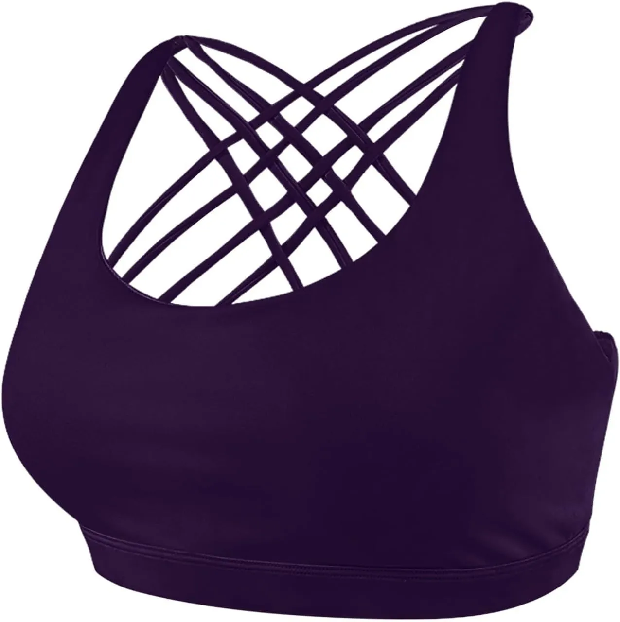 Women's Crisscross Back Sports Bra Strappy Medium Support Gym Yoga Bralettes No Underwire Workout Fitness Tank Tops