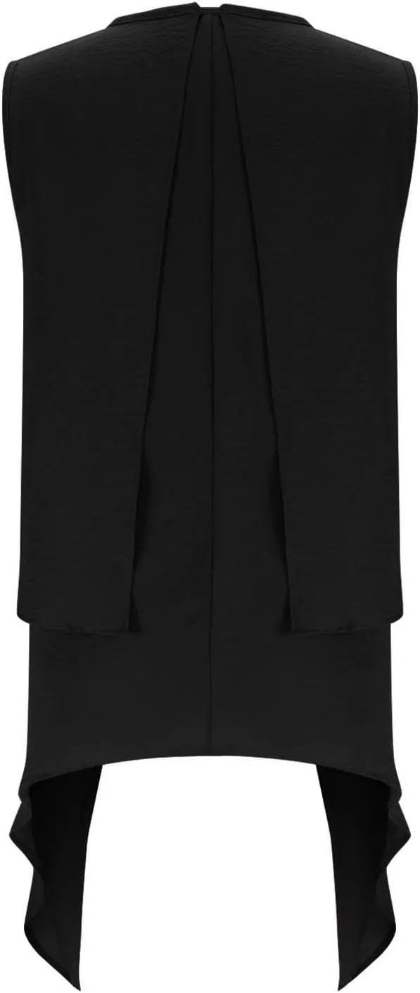 Women's Fashion Sleeveless Irregular Hem Shirts, Solid Color Loose Pleated Casual Tank Tops Daily Home Clothes
