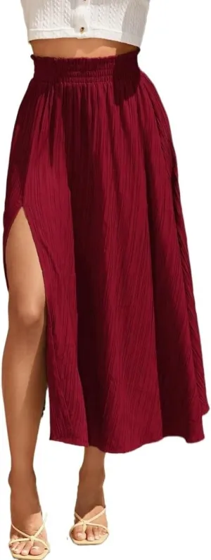 Women's Fashion Trendy Skirt High Waist Slit Long Skirt Elegant