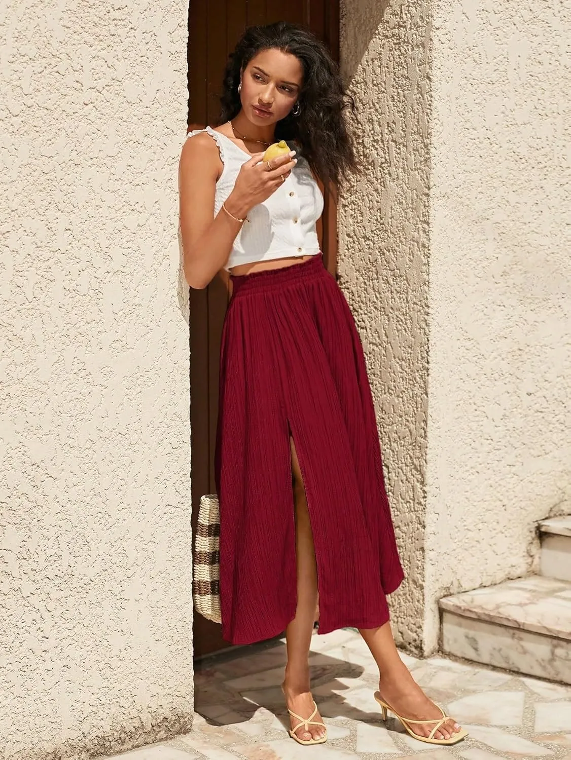 Women's Fashion Trendy Skirt High Waist Slit Long Skirt Elegant