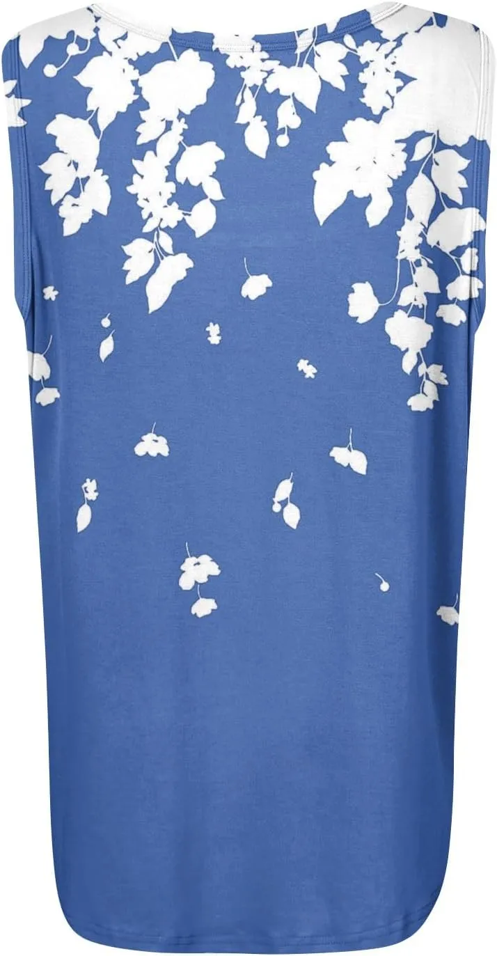 Women's Gradient Sleeveless Summer Top Casual Loose Fit Tank Blouse for Beach Travel and Daily Wear