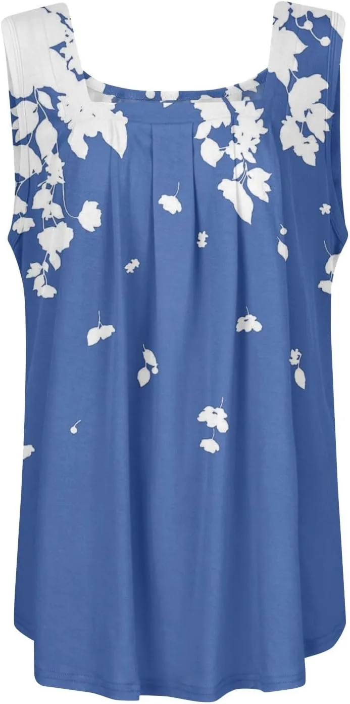 Women's Gradient Sleeveless Summer Top Casual Loose Fit Tank Blouse for Beach Travel and Daily Wear