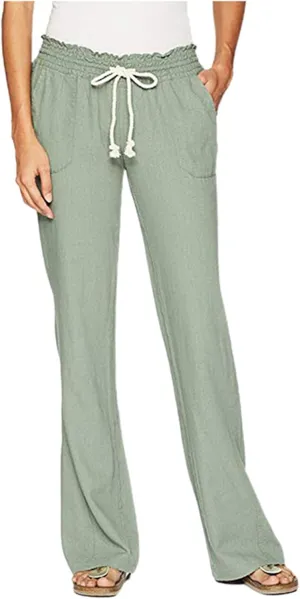 Womens Linen Pants Casual Dressy Drawstring Waist Pants Comfy Straight Leg Fitted Yoga Long Trousers with Pockets