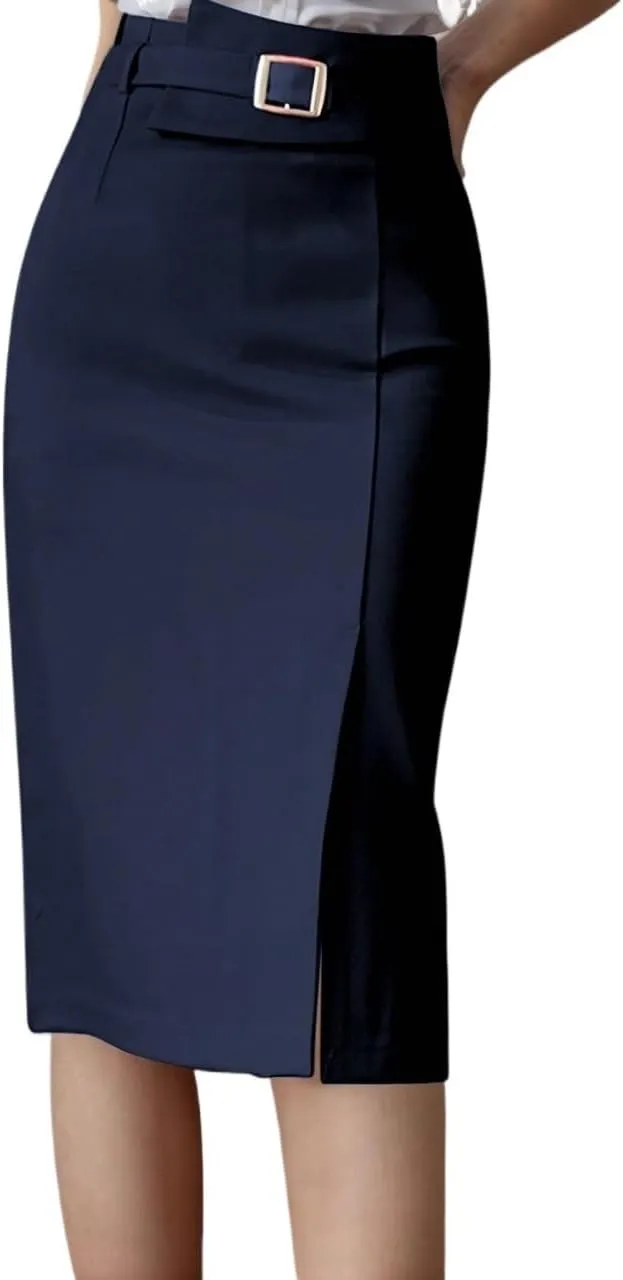 Women's Maxi Skirt Summer Midi Solid Color Belted Elegant Skirt