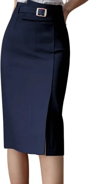 Women's Maxi Skirt Summer Midi Solid Color Belted Elegant Skirt