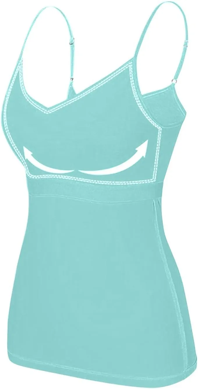 Womens Modal Built-in Bra Summer Basic Padded Yoga Shirt Shelf Bras Casual Undershirt Basic Breathable Tank Top