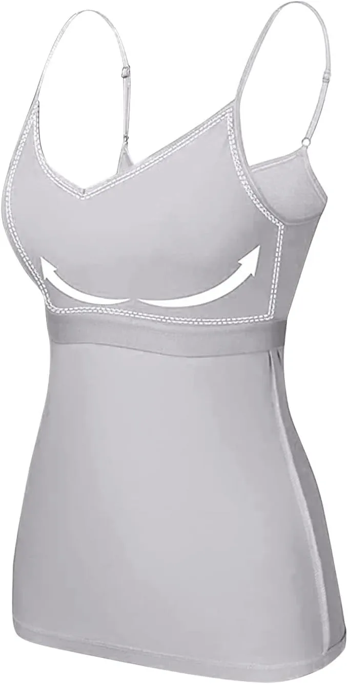Womens Modal Built-in Bra Summer Basic Padded Yoga Shirt Shelf Bras Casual Undershirt Basic Breathable Tank Top
