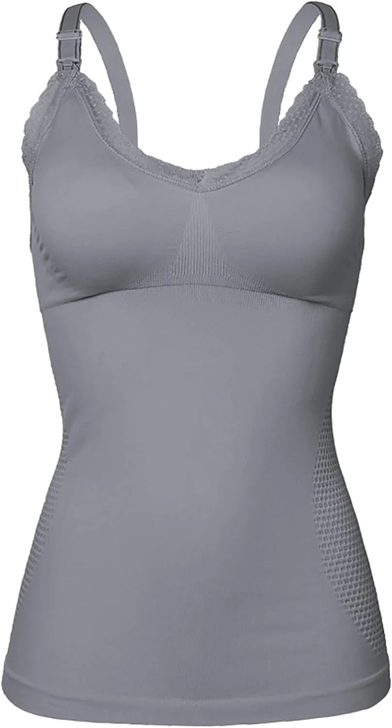 Womens Nursing Tank Tops Built in Bra for Breastfeeding Maternity Camisole Brasieres with Adjustable Straps