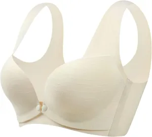 Women's Push Up Nursing Bra Wirefree Seamless Front Open Padded Cups Wide Straps Full Coverage Supportive Bras 2025