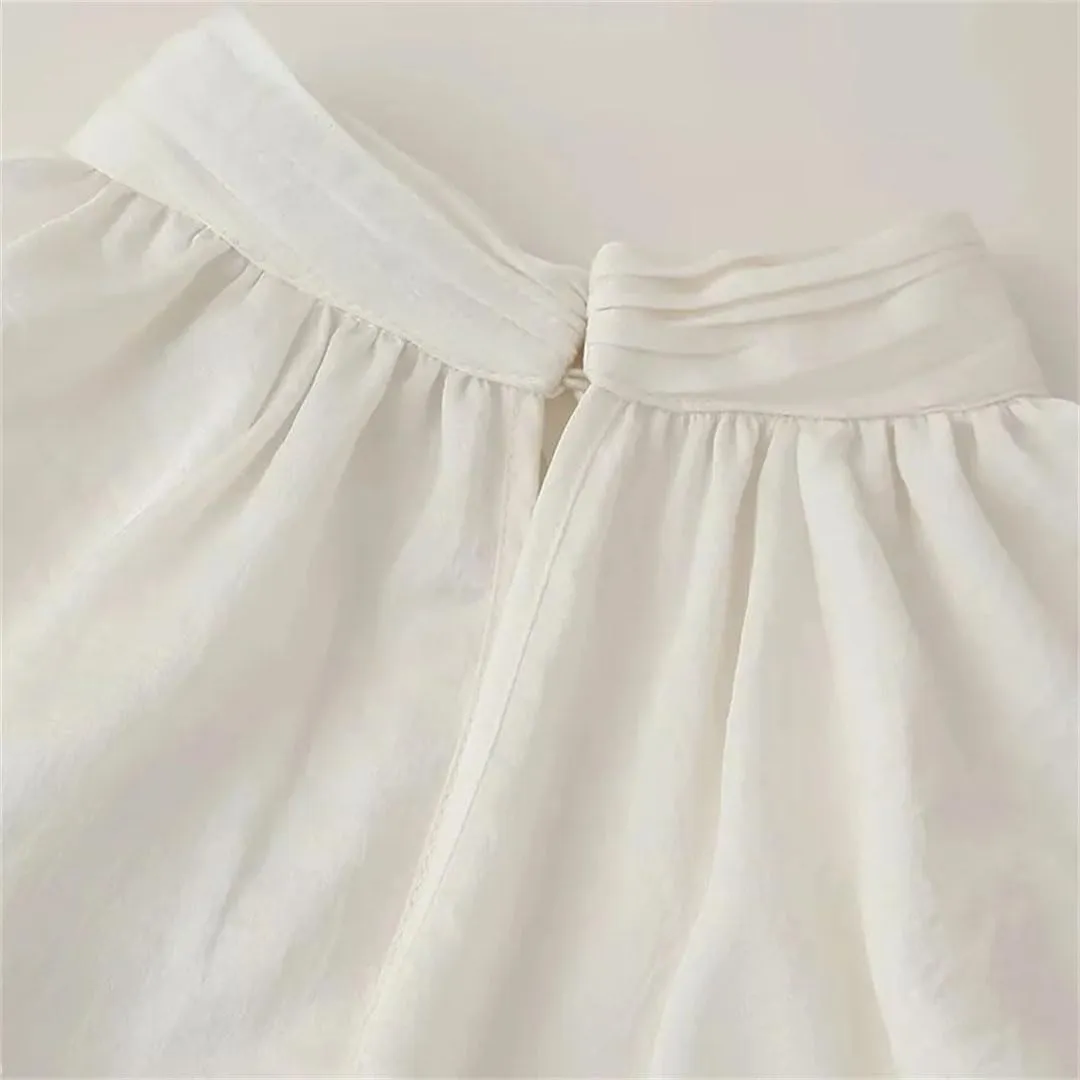 Women's Ruffled Elegant Blouses Long Sleeve Cropped Shirts Short Tops