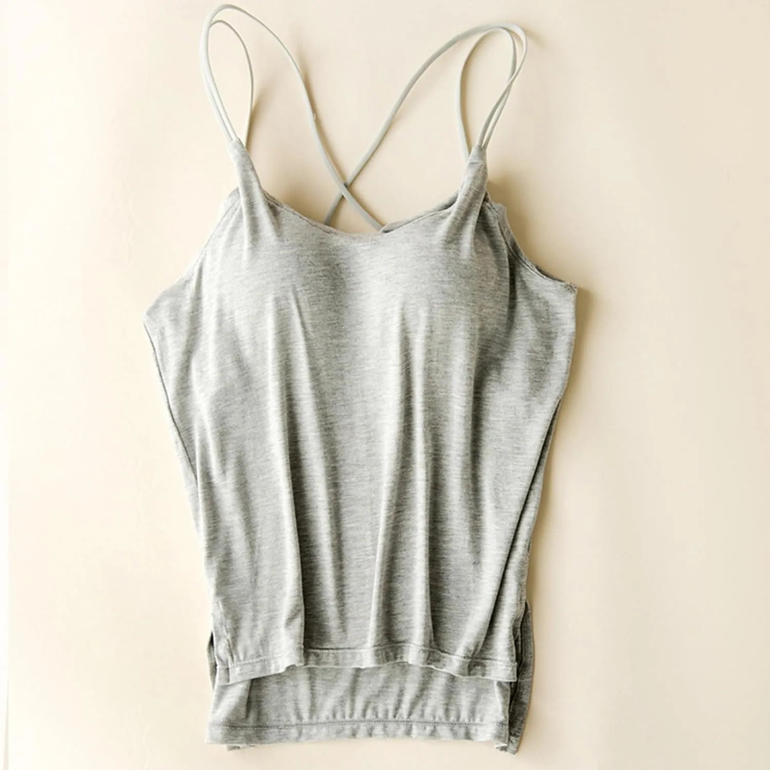 Women's Seamless Adjustable Camisole Built in Shelf Bra Plus Size Cotton Layering Undershirts Soft Sports Casual Tops
