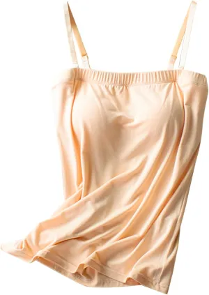 Womens Seamless Adjustable Camisole Built in Shelf Bra Summer Cotton Layering Casual Undershirts Yoga Gym Outfits Tops
