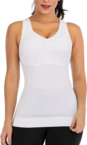 Women's Shapewear Camisoles With Built in Bra Tummy Control Padded Bra Seamless Compression Tank Tops