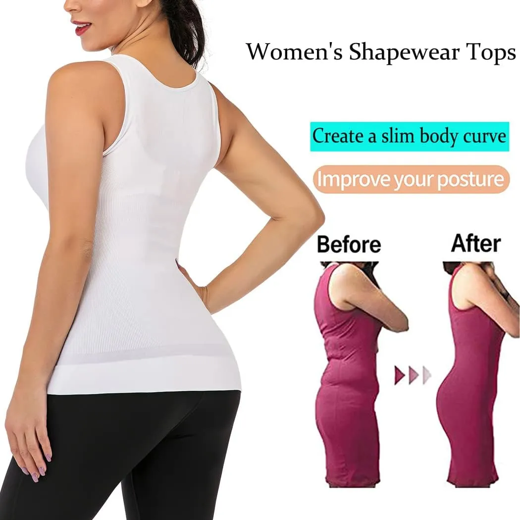 Women's Shapewear Camisoles With Built in Bra Tummy Control Padded Bra Seamless Compression Tank Tops