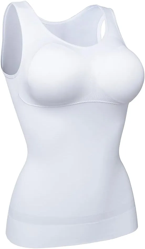 Women's Shapewear Camisoles With Built in Bra Tummy Control Padded Bra Seamless Compression Tank Tops