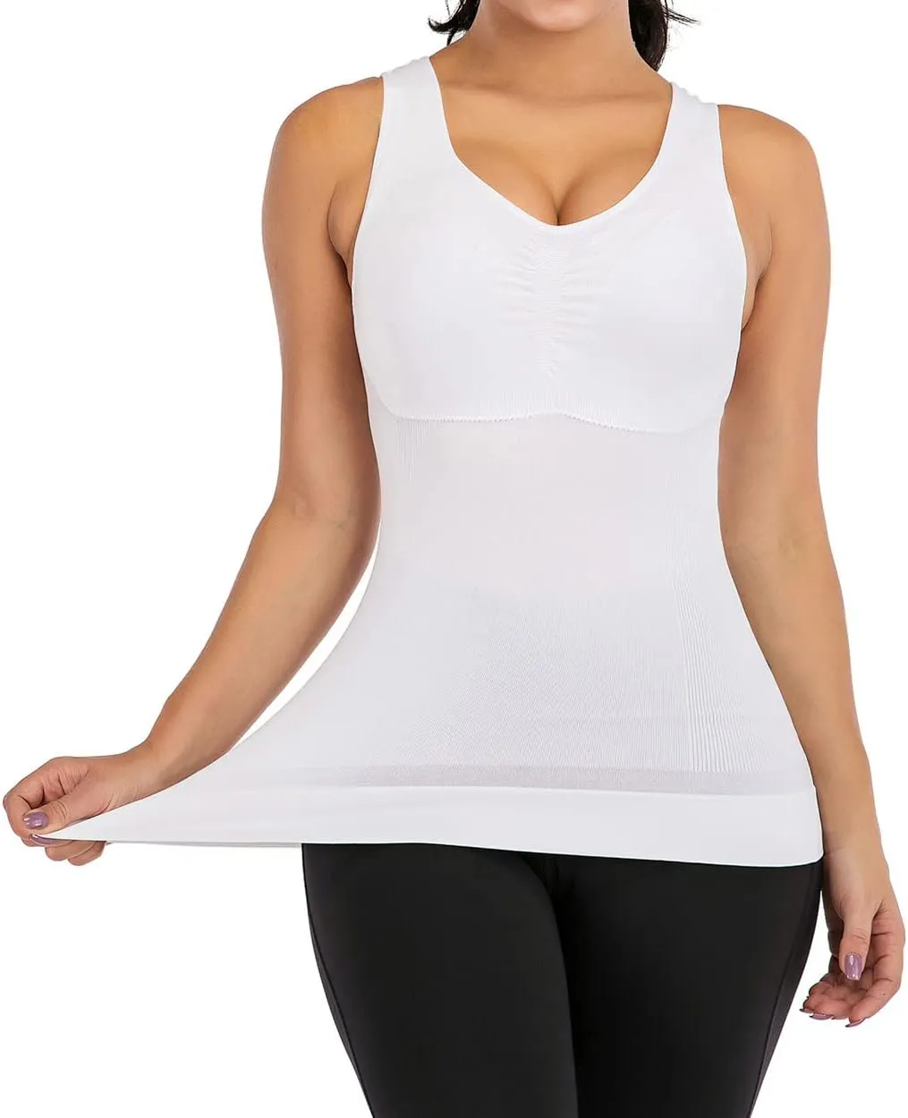 Women's Shapewear Camisoles With Built in Bra Tummy Control Padded Bra Seamless Compression Tank Tops