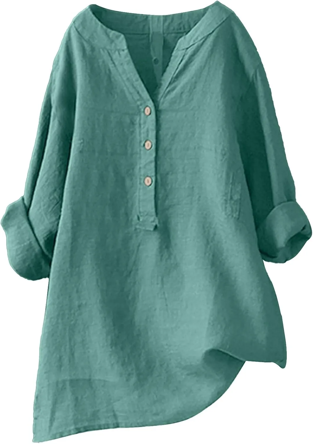 Womens Short Sleeve Linen Shirt Casual Crew Neck Dressy T-Shirt Plain Solid Loose Summer Tee Top