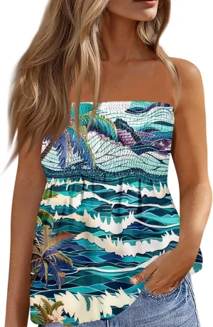 Women's Sleeveless Floral Print Summer Top Casual Loose Fit Spaghetti Strap Blouse for Beach and Daily Wear