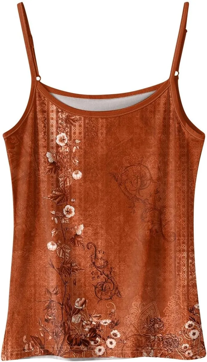Women's Sleeveless Floral Print Summer Top Casual Loose Fit Spaghetti Strap Blouse for Beach and Daily Wear