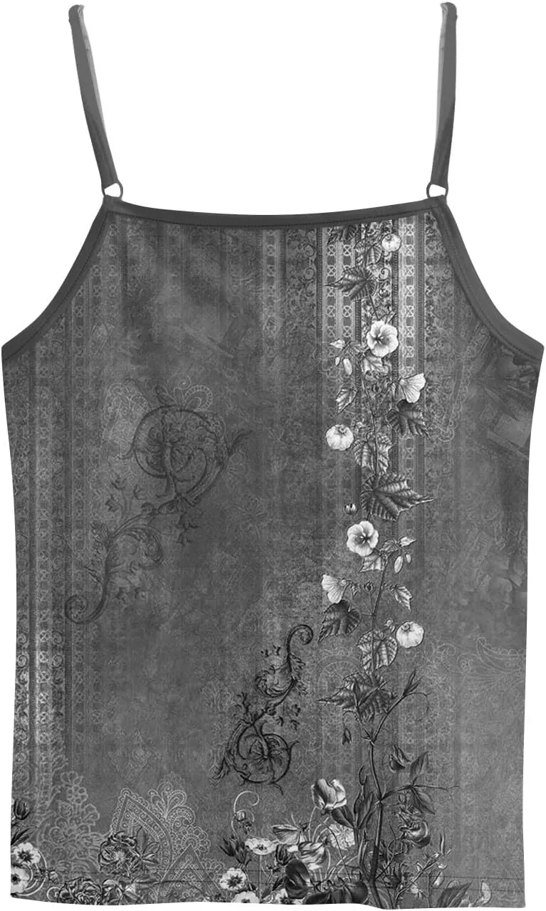 Women's Sleeveless Floral Print Summer Top Casual Loose Fit Spaghetti Strap Blouse for Beach and Daily Wear
